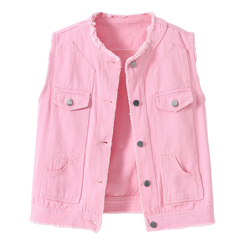 Women'S Fashion Vest Tops - Colete Jeans Feminino Sem Mangas com