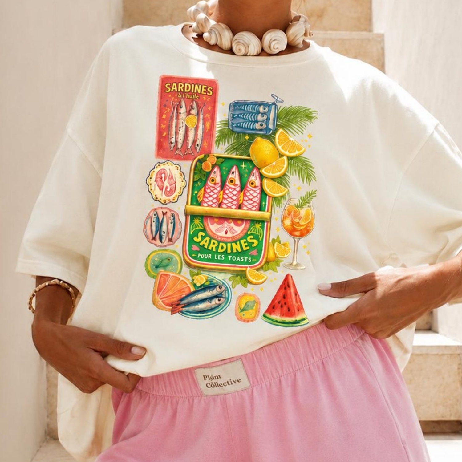 Women'S Fashion Market Size - Camisa Feminina Sardine, Camiseta com Estampa