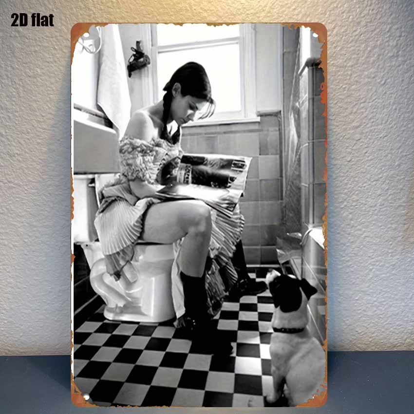Women'S Fashion Magazines - Placa de metal divertida para banheiro