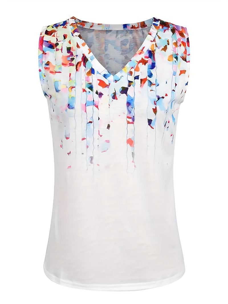 Flor com decote em v feminino  - Women'S Fashion Vest Tops avaliação e preço
