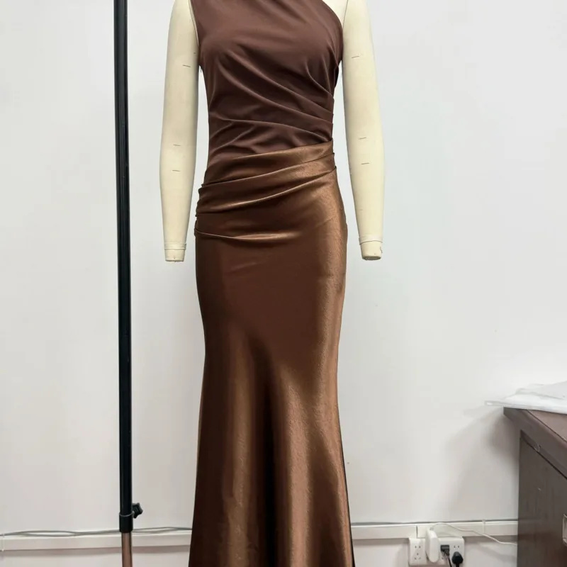 Vestido Longo de Cetim Marrom  - Slip Dress Satin avaliação e preço